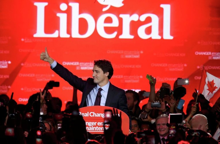 Лидер Либеральной партии Канады Джастин Трюдо, новый премьер-министр