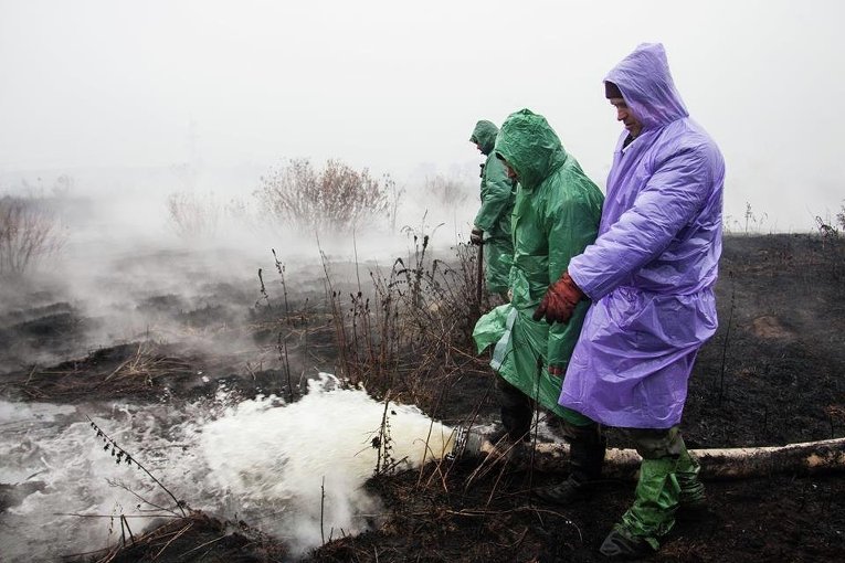 Под Киевом продолжают тушить торфяники