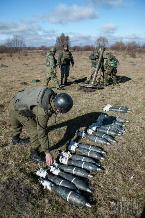 Учения артиллеристов на военном полигоне в Житомирской области