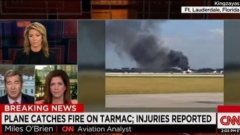 Возгорание самолета во Флориде. Видео