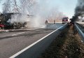На трассе Харьков - Киев сгорел автобус