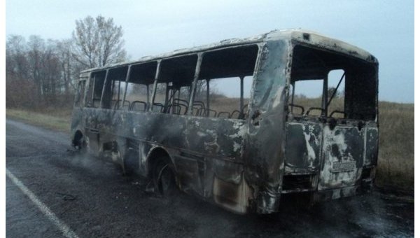 Автобус сгорел в Винницкой области